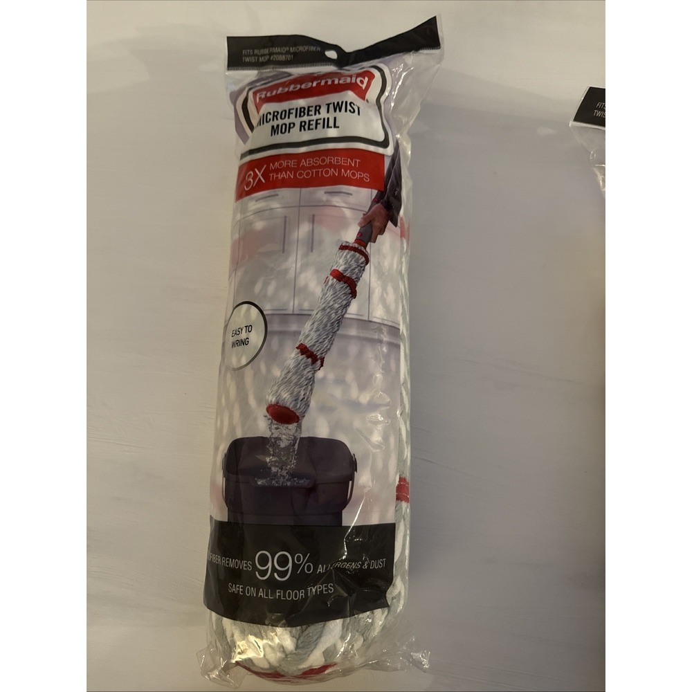 Rubbermaid Microfiber Twist Mop Refill 2088701 Removes Allergens & Dust
